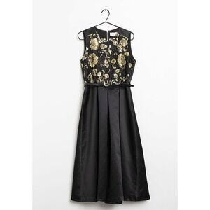 Closet London Women's Midi Sequin Black Fit Flare Dress Size 12 Black Tie Party